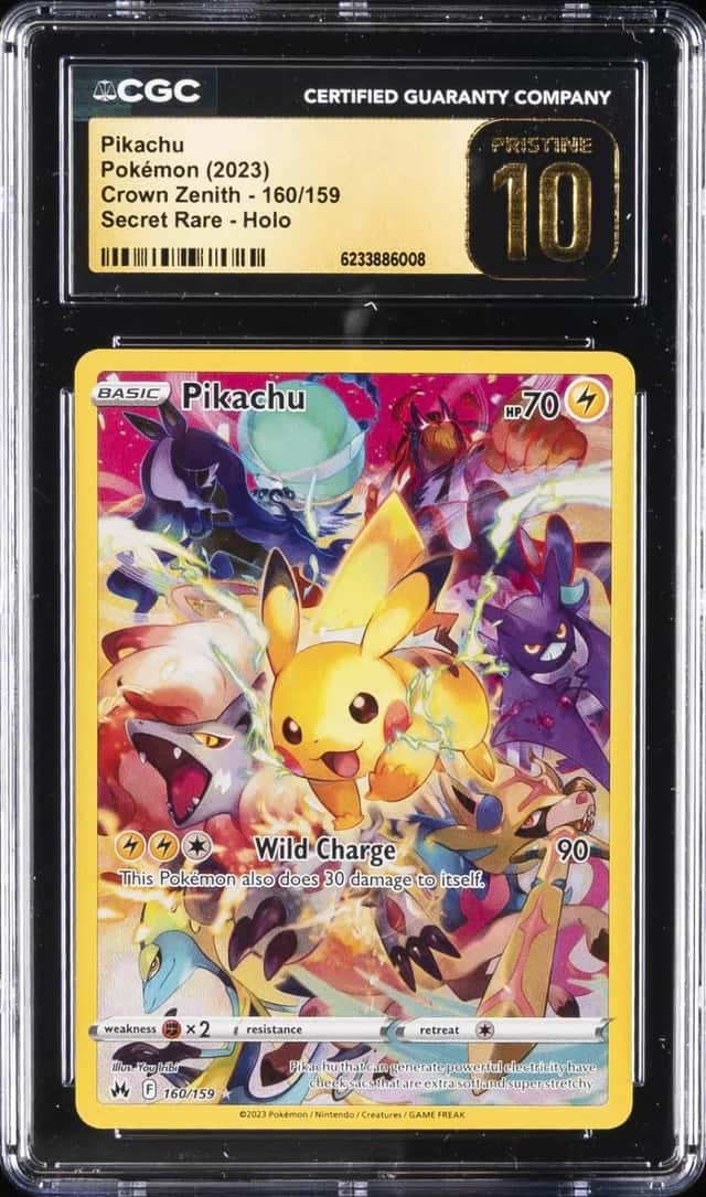 2023 POKEMON CROWN ZENITH SECRET RARE HOLO #160 PIKACHU CGC 10 PRISTINE