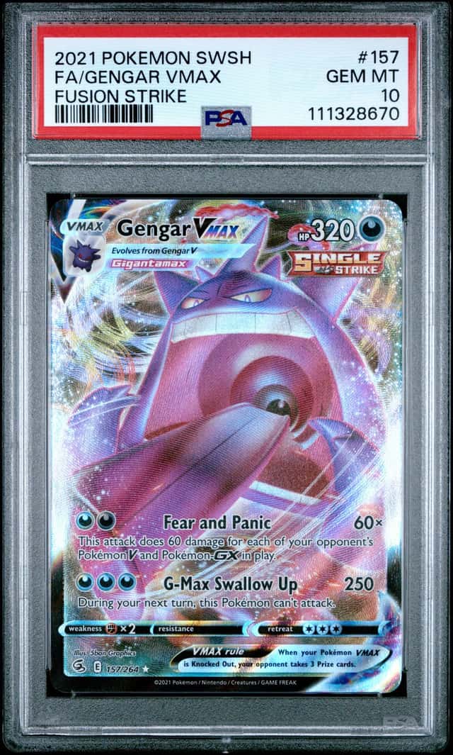 GENGAR VMAX 2021 POKEMON FUSION STRIKE 157/264 FULL ART PSA 10 Q3963-7