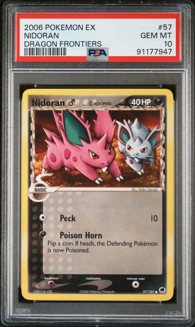 2006 POKEMON EX DRAGON FRONTIERS #57 NIDORAN PSA 10