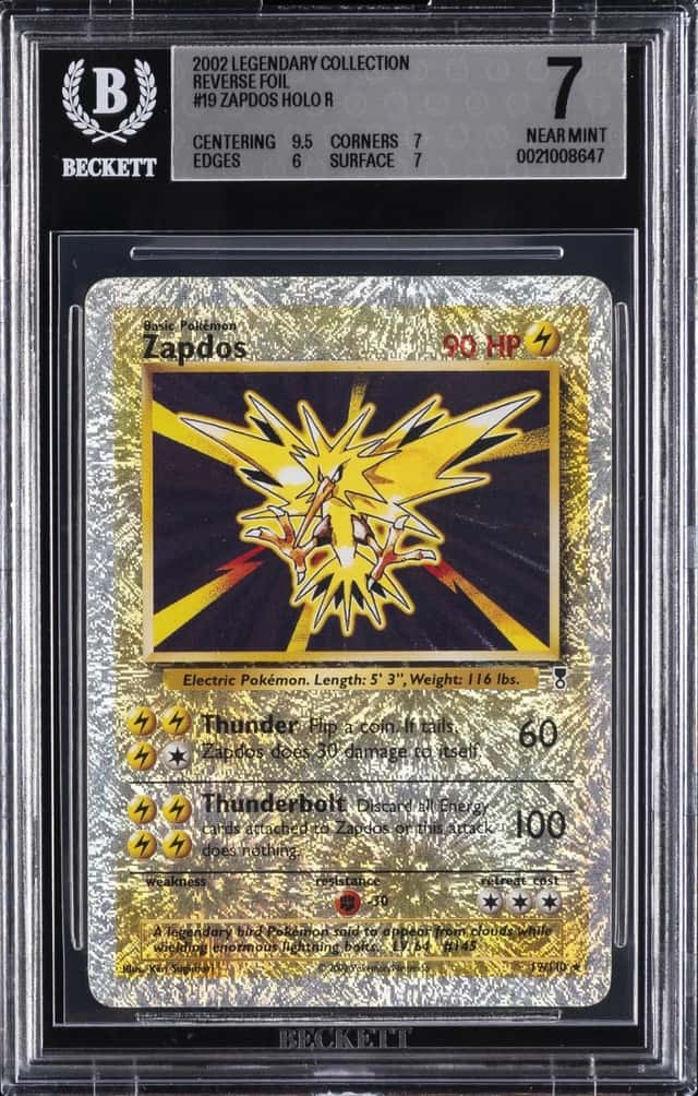 2002 POKEMON LEGENDARY COLLECTION HOLO R #19 ZAPDOS BGS 7