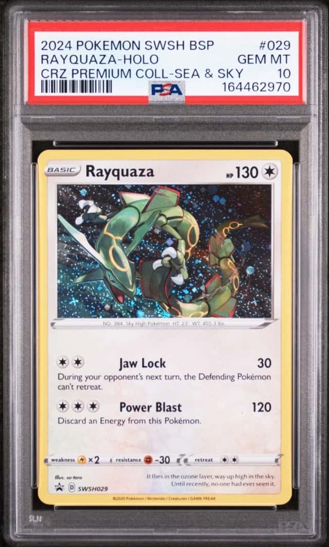 2024 POKEMON SWSH CROWN ZENITH PREMIUM COLLECTION SEA & SKY RAYQUAZA-HOLO PSA 10
