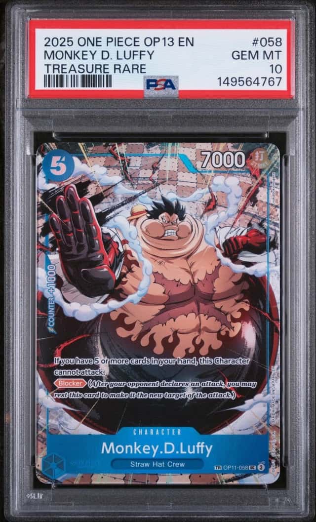 2025 ONE PIECE OP13-CARRYING ON HIS WILL TREASURE RARE MONKEY D. LUFFY PSA 10