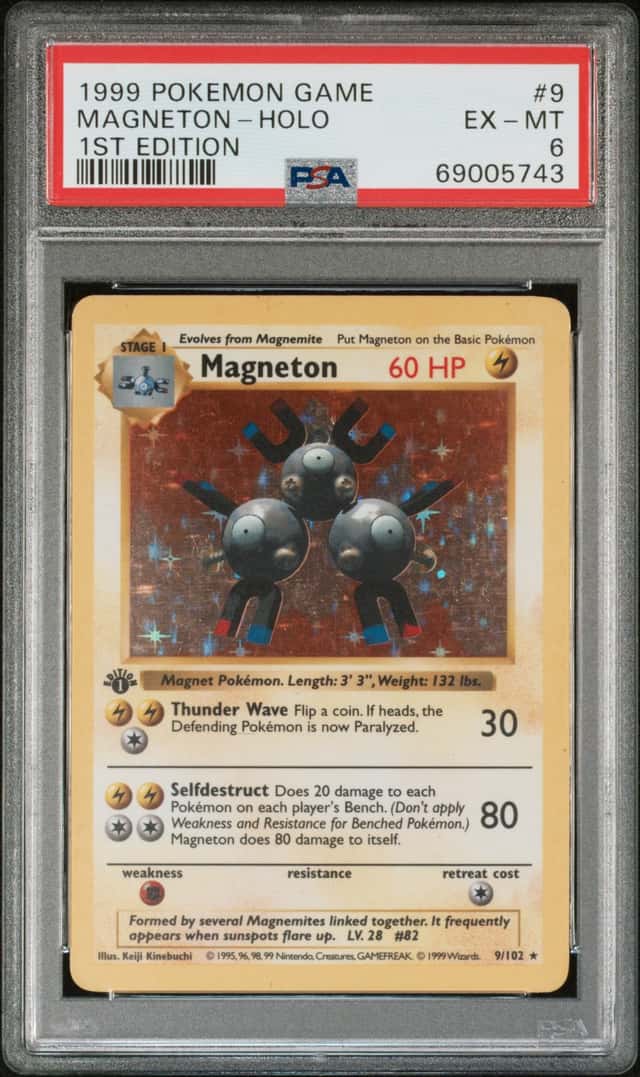 1999 POKEMON 1ST EDITION #9/102 MAGNETON HOLO PSA 6