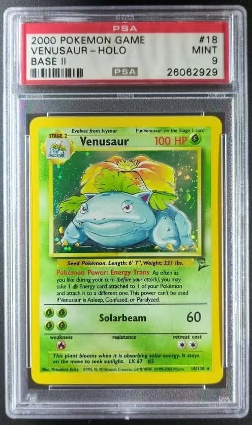 2000 Pokemon VENUSAUR #18/130 Base Set 2 Unlimited Cosmos Holo Rare EN PSA 9