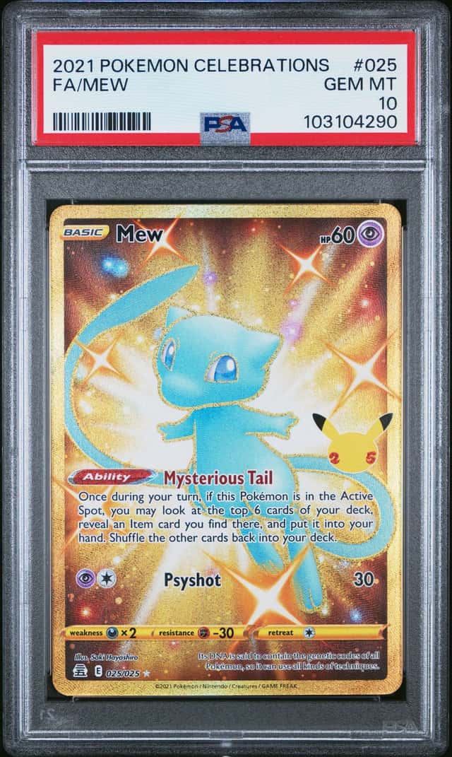 PSA 10 Mew 025/025 Pokemon 25th Anniversary Celebrations Gold Full Art