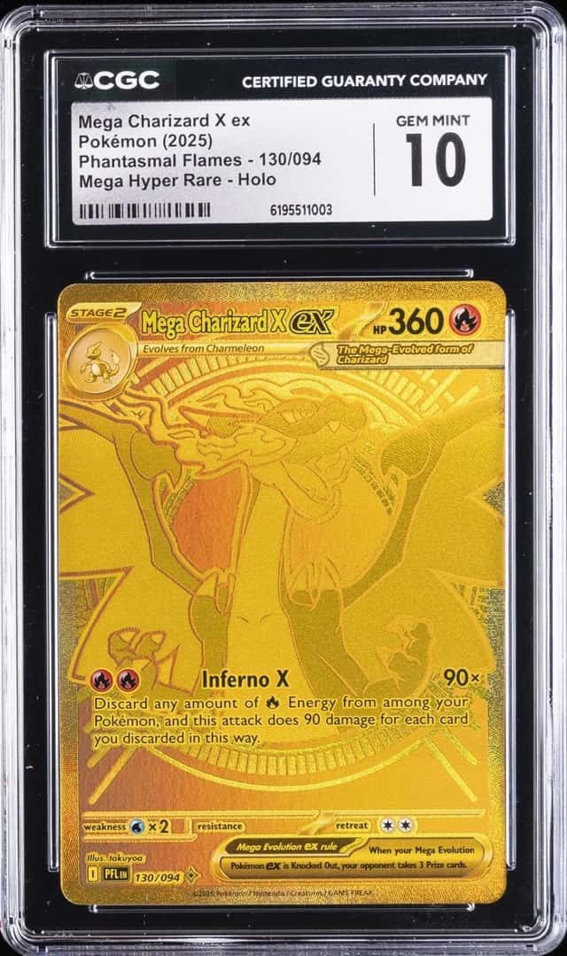 2025 POKEMON PHANTASMAL FLAMES MEGA HYPER RARE HOLO MEGA CHARIZARD X EX CGC 10