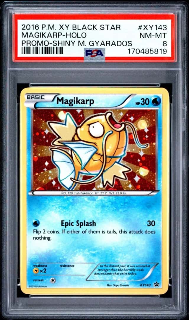 2016 POKEMON XY BLACK STAR PROMO SHINY MEGA GYARADOS #XY143 MAGIKARP-HOLO PSA 8