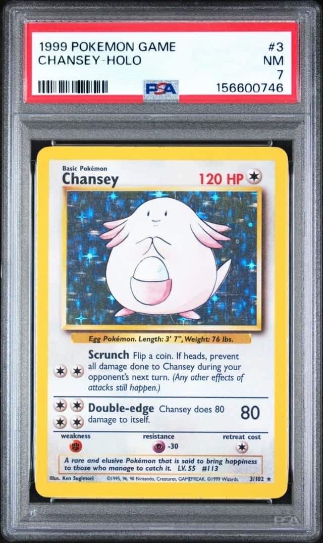 1999 POKEMON GAME 3 CHANSEY-HOLO PSA 7 NEAR MINT