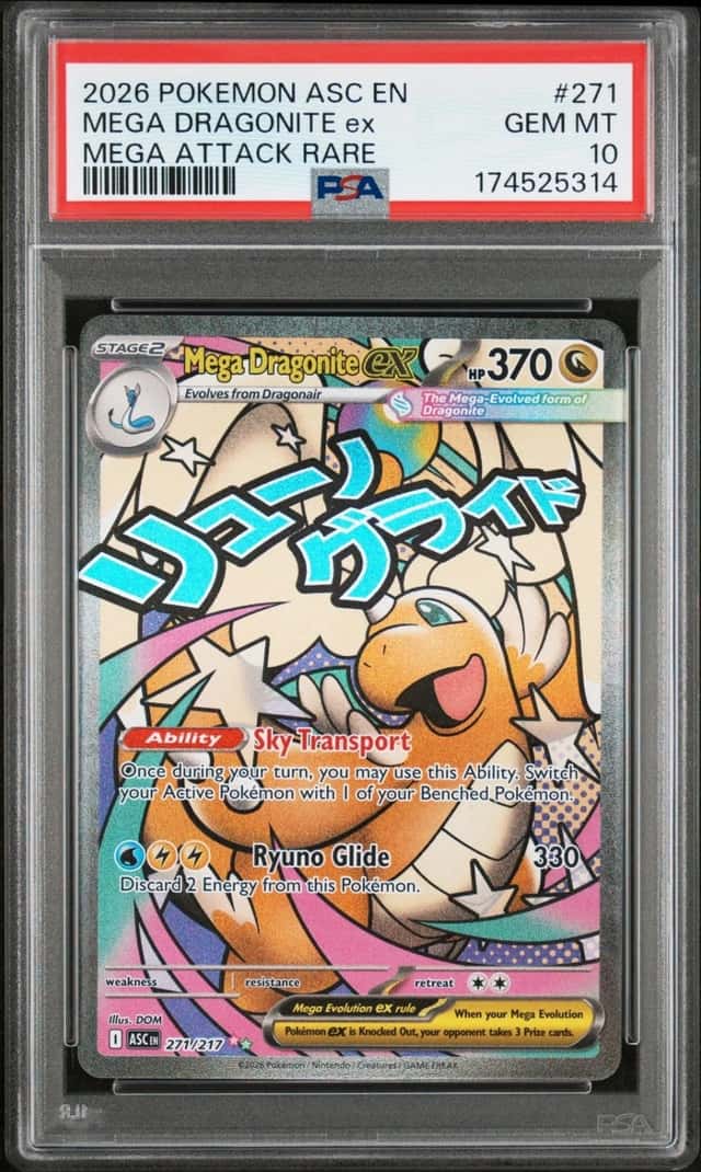 2026 POKEMON ASC EN-ASCENDED HEROES MEGA ATTACK RARE MEGA DRAGONITE EX PSA 10