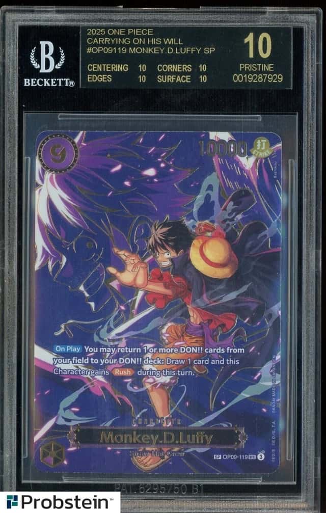 2025 One Piece Carrying On His Will OP09119 Monkey D Luffy SP BGS 10 BLACK LABEL