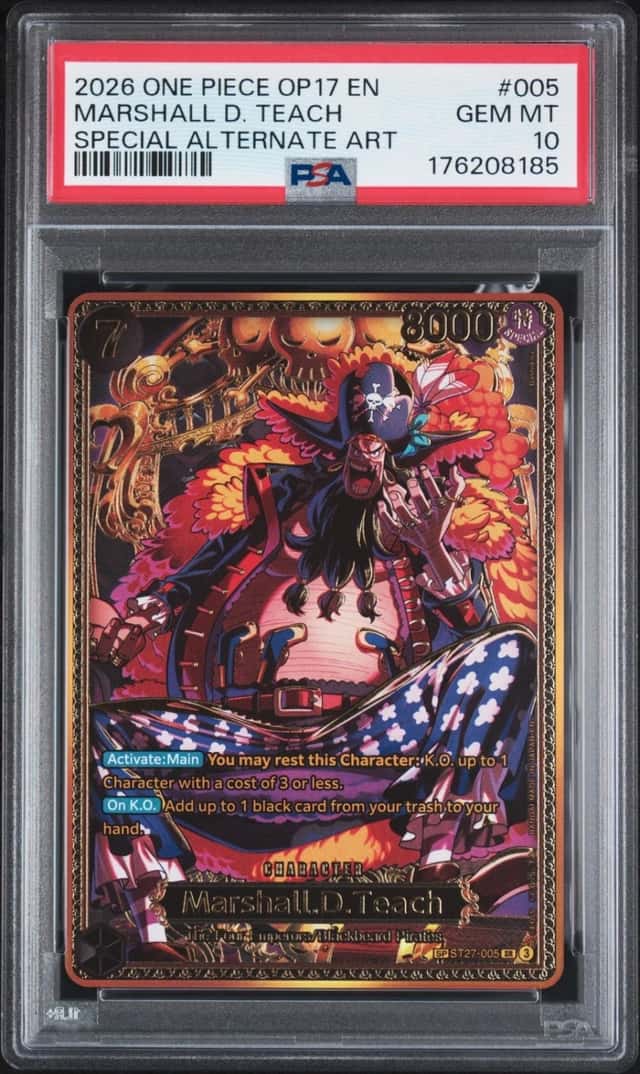 2026 ONE PIECE OP17-THE WORLD'S STRONGEST WARRIORS #005 MARSHALL D. TEACH PSA 10