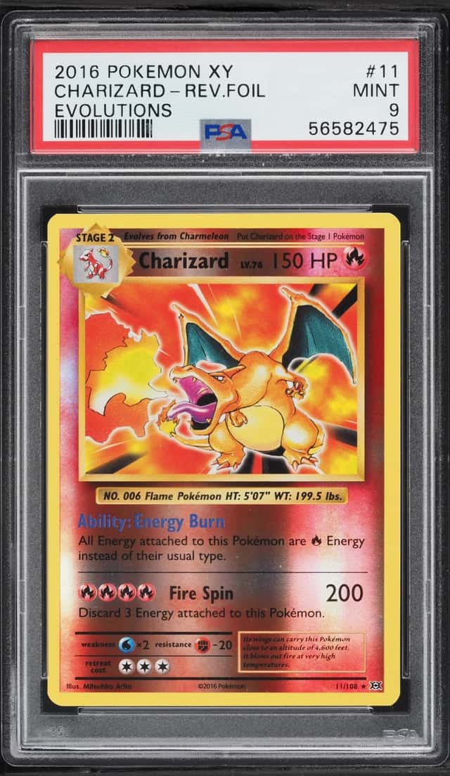 2016 Pokemon XY Evolutions Reverse Holo Charizard #11 PSA 9 MINT