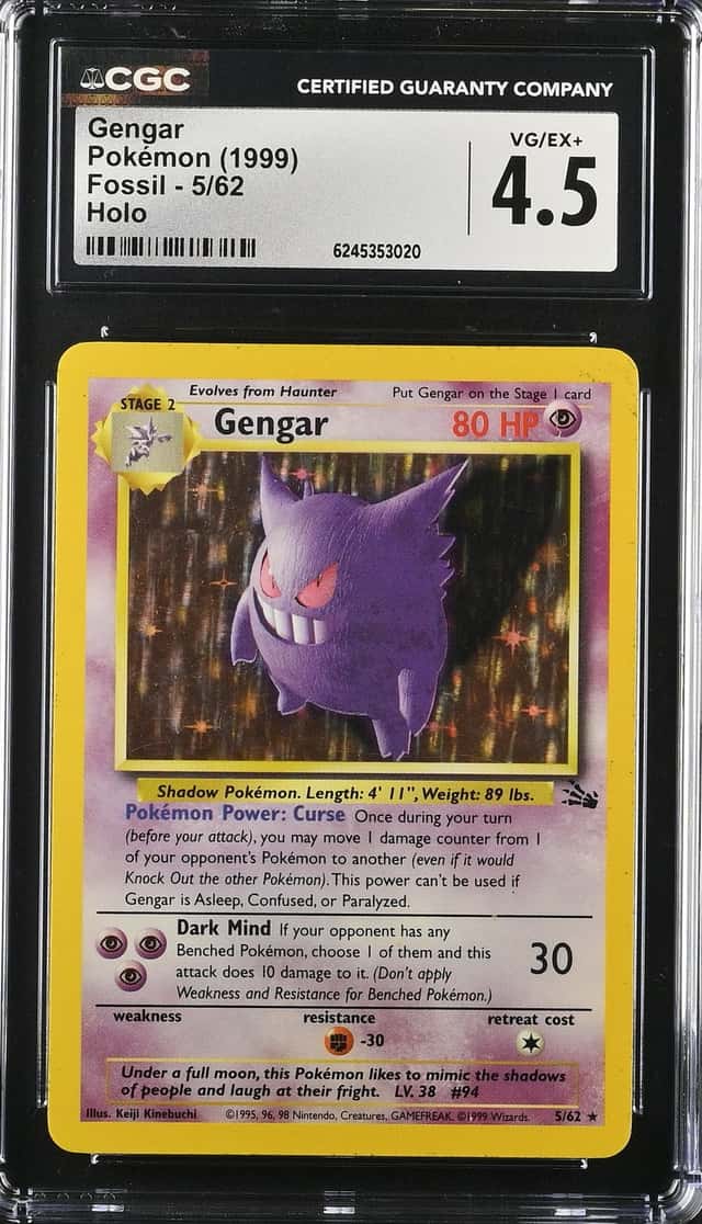 1999 Pokemon Fossil Holo Gengar #5 CGC 4.5 VGEX+
