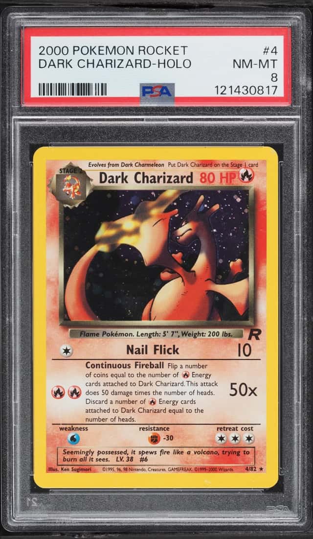 2000 Pokemon Team Rocket Holo Dark Charizard #4 PSA 8 NM-MT