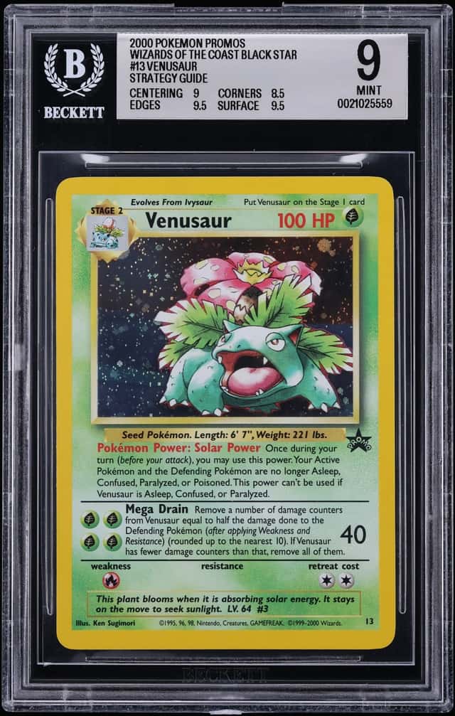 2000 Pokemon Black Star Promo Strategy Guide Holo Venusaur #13 BGS 9 MINT