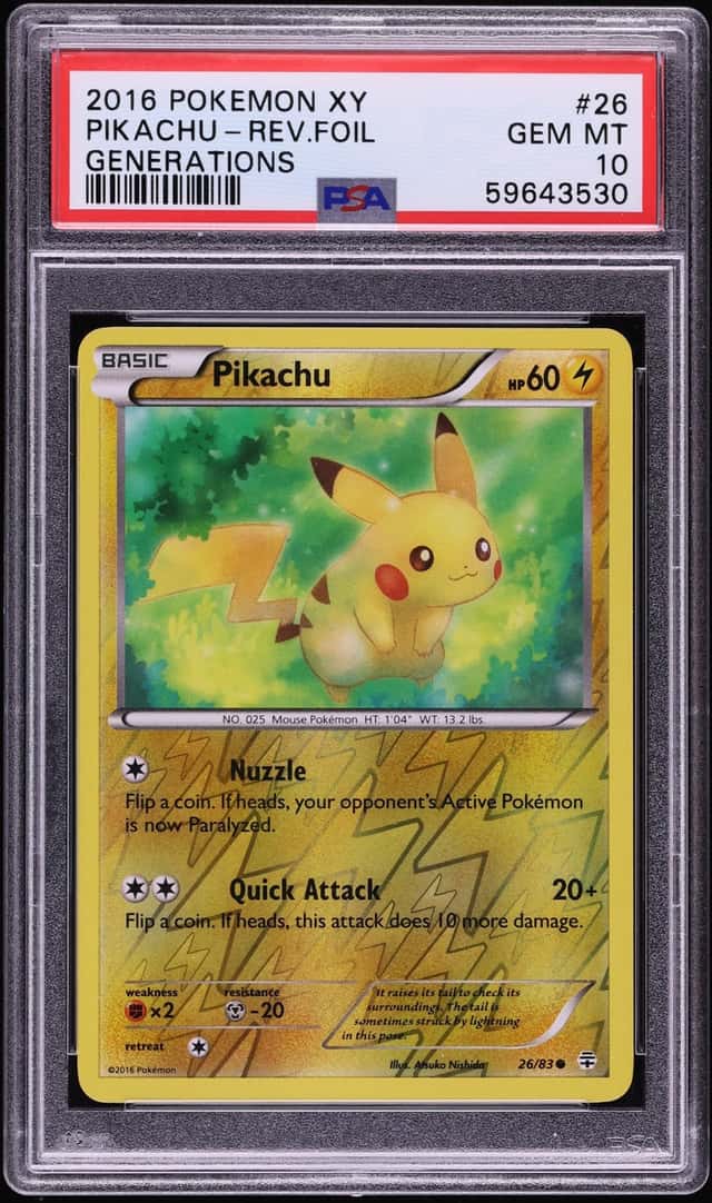 2016 Pokemon XY Generations Reverse Holo Pikachu #26 PSA 10 GEM MINT