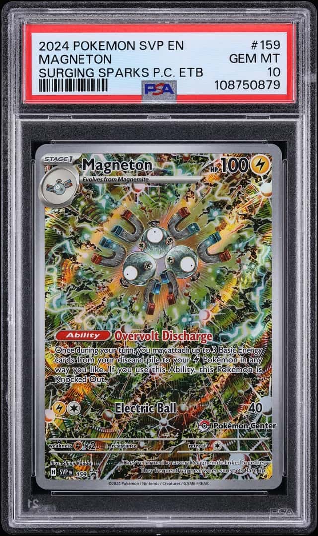 2024 Pokemon SV Promo Surging Sparks Center ETB Full Art Magneton #159 PSA 10 GEM MINT