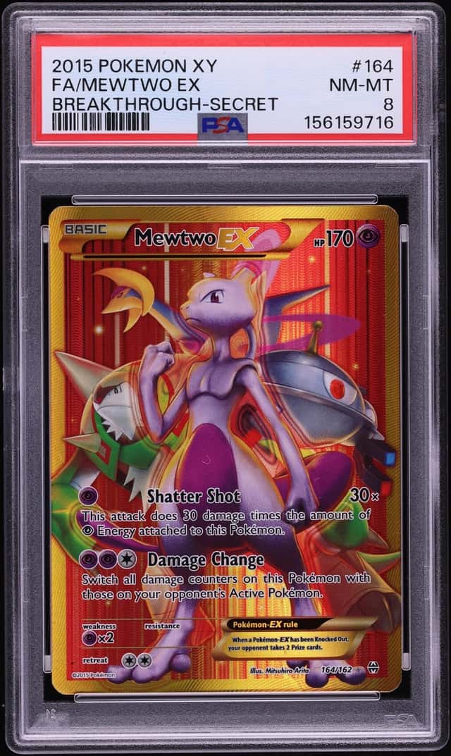 2015 Pokemon XY BREAKthrough Full Art Mewtwo EX #164 PSA 8 NM-MT