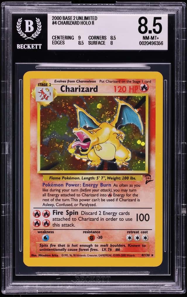 2000 Pokemon Base Set 2 Holo Charizard #4 BGS 8.5 NM-MT+