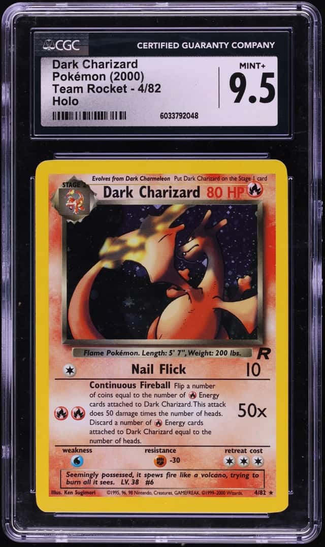 2000 Pokemon Team Rocket Holo Dark Charizard #4 CGC 9.5 MINT+