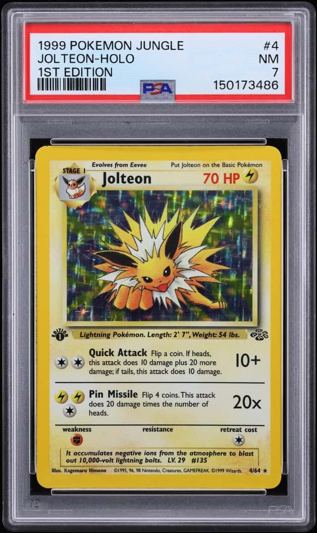 1999 Pokemon Jungle 1st Edition Holo Jolteon #4 PSA 7 NRMT