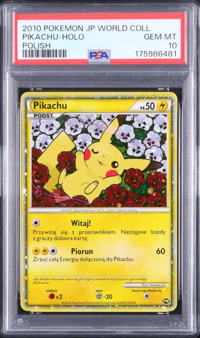 2010 Pokemon Polish Pikachu Promo Holo Pikachu World Collection PSA 10