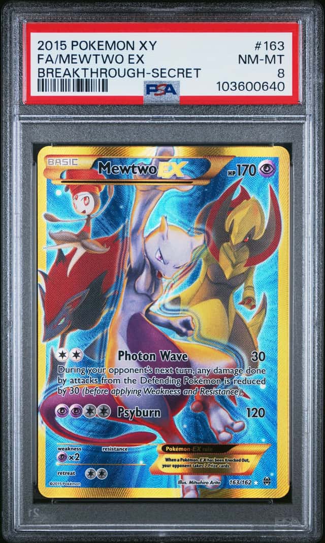MEWTWO EX 2015 POKEMON XY BREAKTHROUGH 163/162 SECRET RARE FULL ART PSA 8 Q8268