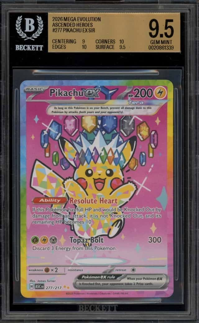 Pokemon Pikachu ex Ascended Heroes Special Illustration Rare 277 BGS 9.5