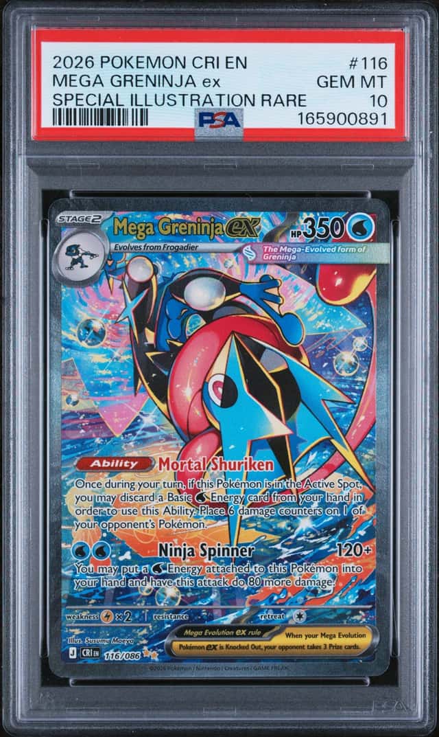 MEGA GRENINJA EX 2026 POKEMON CHAOS RISING 116/086 SIR PSA 10 Q4374