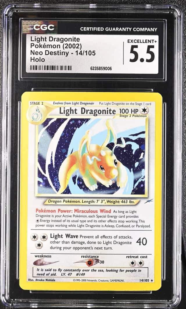 CGC 5.5 Light Dragonite 14/105 Neo Destiny Holo Rare English 2002