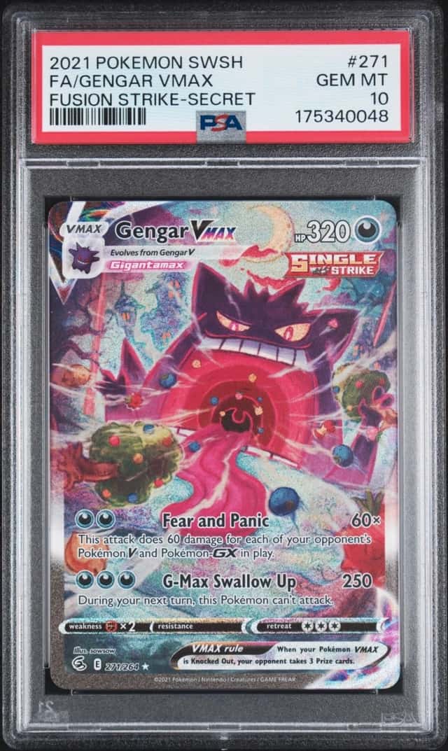 2021 POKEMON SWORD & SHIELD FUSION STRIKE SECRET FULL ART/GENGAR VMAX PSA 10