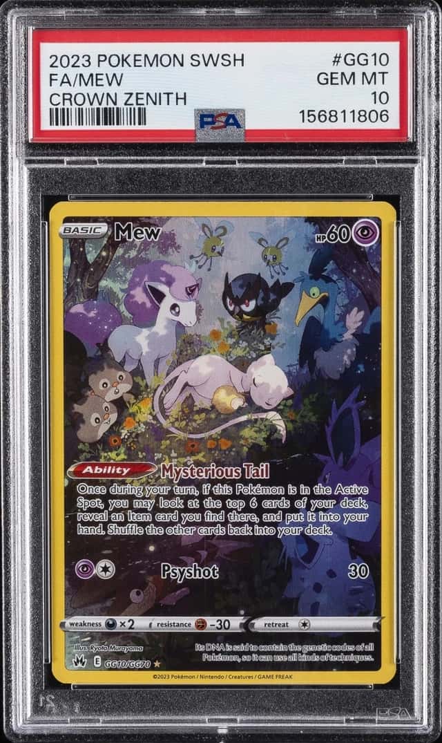 2023 POKEMON SWORD & SHIELD CROWN ZENITH #GG10 FULL ART/MEW PSA 10