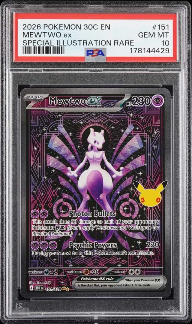 2026 POKEMON 30C EN-30TH CELEBRATION SPECIAL ILLUSTRATION RARE MEWTWO EX PSA 10