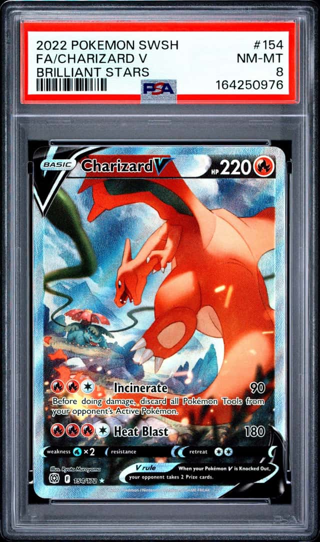 CHARIZARD V 2022 POKEMON SWSH BRILLIANT STARS 154/172 RARE FULL ART PSA 8 Q0883