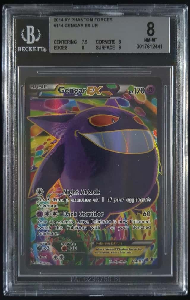 2014 Pokemon GENGAR EX #114/119 XY Phantom Forces Ultra Rare English BGS 8