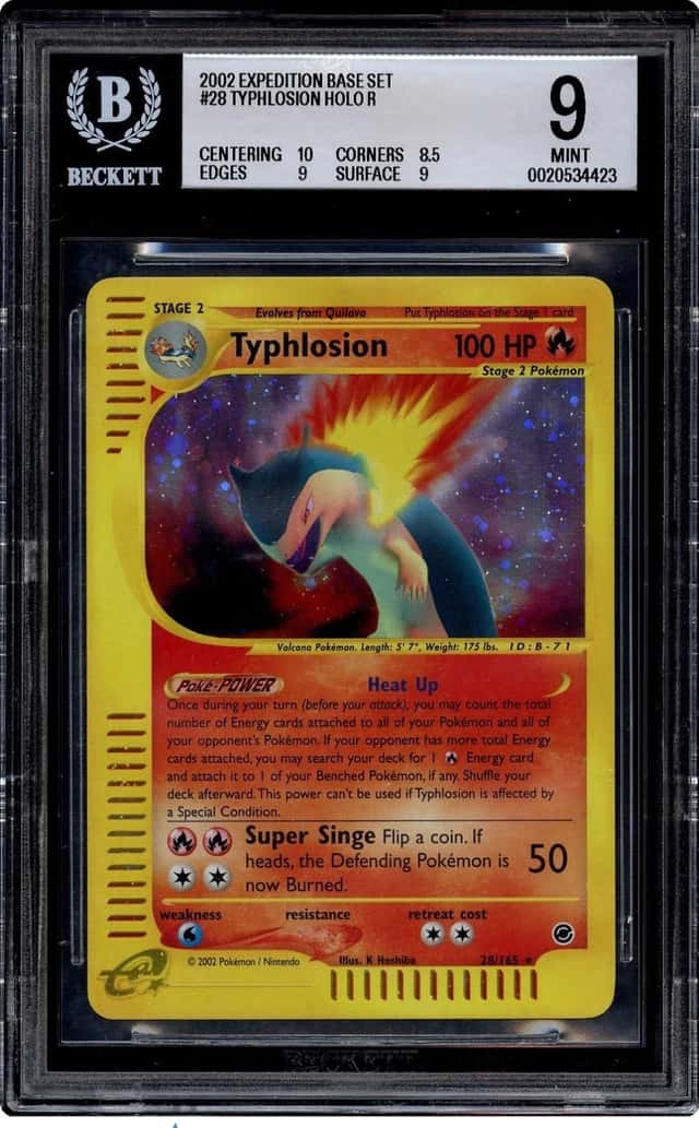 Pokemon 2002 Typhlosion 28/165 Holo Rare Expedition Base Set BGS 9