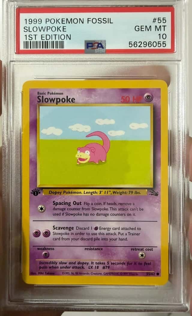 1999 POKEMON FOSSIL 1ST EDITION #55 SLOWPOKE PSA 10