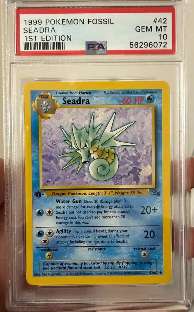 1999 Pokemon Card Fossil Set 1st Edition Seadra #42 PSA 10 42/62