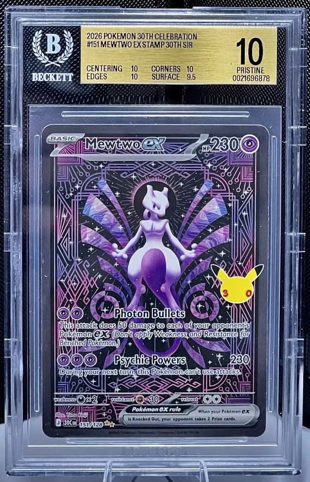2026 Pokémon 30th Celebration Mewtwo EX Special Illustration Rare 151/128 BGS 10