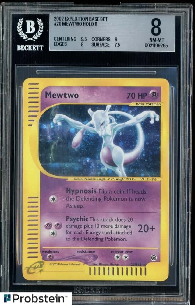 2002 Pokemon Expedition Base Set #20 Mewtwo Holo R BGS 8 NM-MT