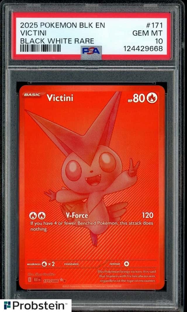 2025 Pokemon BLK EN Black Bolt Black and White Rare #171 Victini PSA 10 GEM MINT