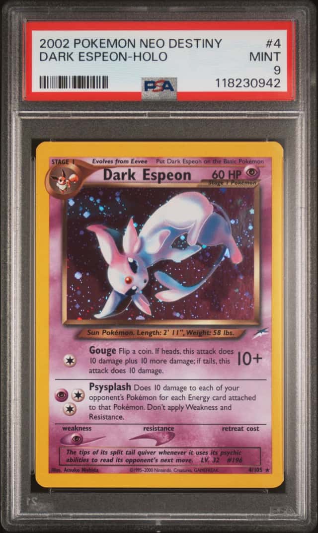 DARK ESPEON 2002 POKEMON NEO DESTINY HOLO RARE 4/105 GRADED PSA 9 MINT