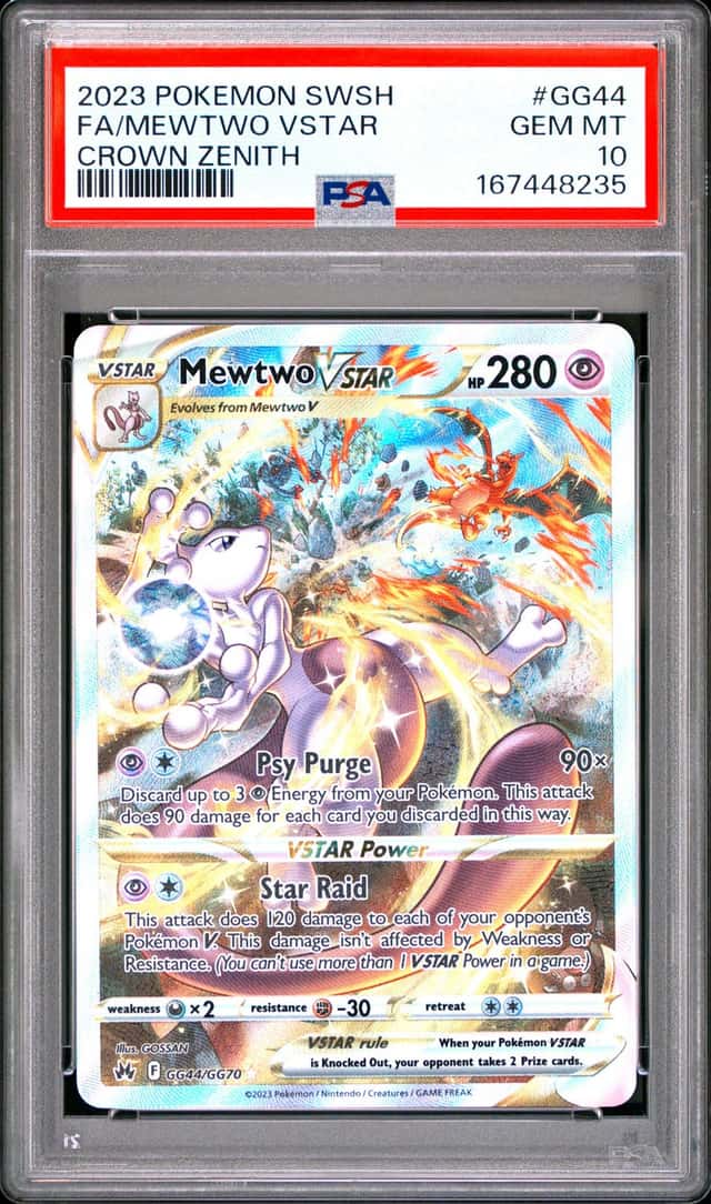 Full Art Mewtwo VSTAR Pokémon Sword & Shield Crown Zenith PSA 10 GEM MT #GG44