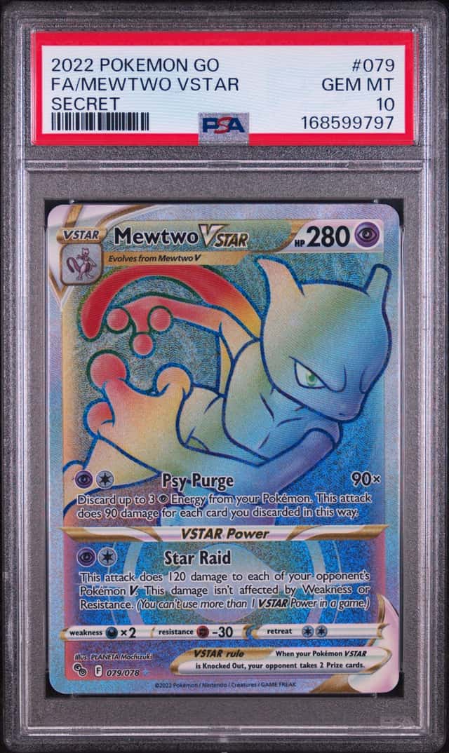 2022 POKEMON GO SECRET #079 FULL ART/MEWTWO VSTAR PSA 10