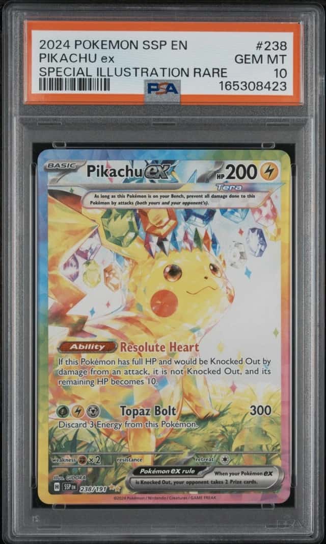 2024 POKEMON SSP EN-SURGING SPARKS SPECIAL ILLUSTRATION RARE PIKACHU EX PSA 10