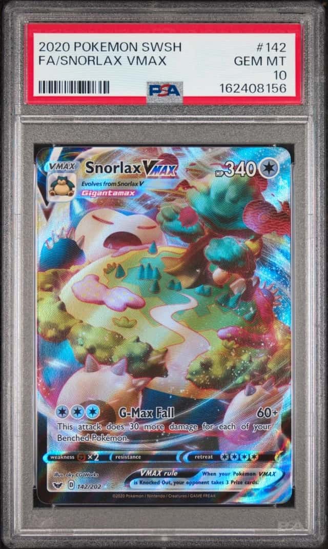 2020 POKEMON SWORD & SHIELD #142 FULL ART/SNORLAX VMAX PSA 10