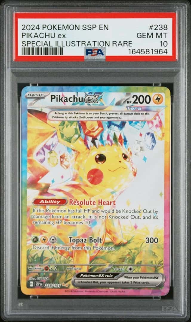 2024 POKEMON SSP EN-SURGING SPARKS SPECIAL ILLUSTRATION RARE PIKACHU EX PSA 10