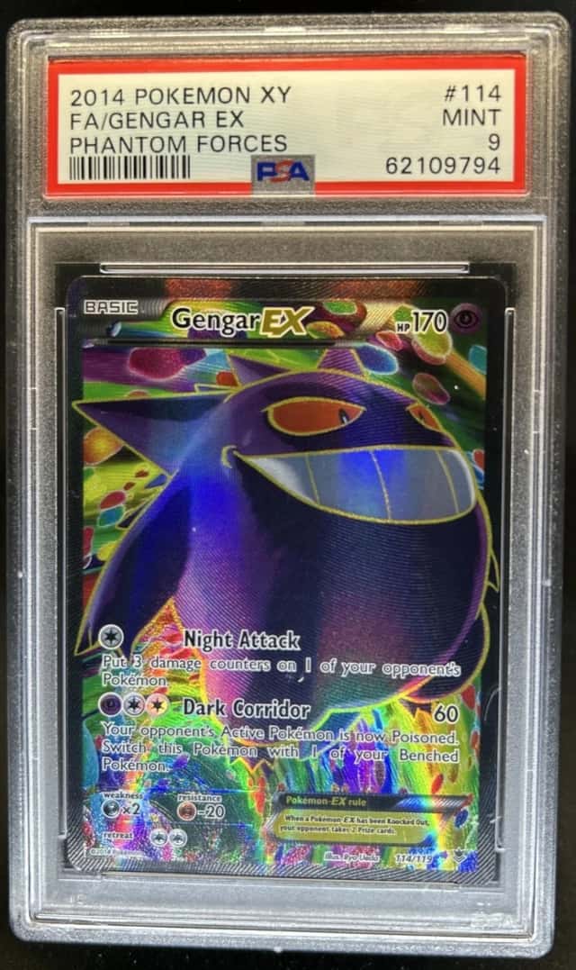 2014 Pokemon XY Phantom Forces Gengar EX Full Art #114/119 PSA 9
