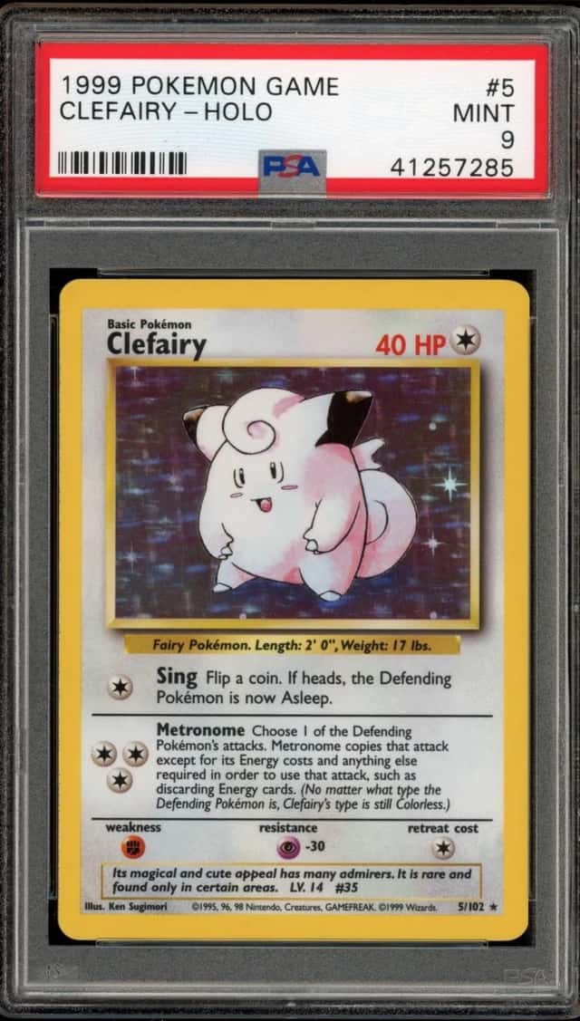 Pokemon Clefairy Holo Base Set Unlimited 5/102 PSA 9 Mint