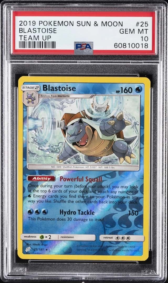 2019 POKEMON SUN & MOON TEAM UP #25 BLASTOISE PSA 10